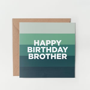 Tarjeta de cumpleaños para hermano: feliz cumpleaños, diseño de rayas, sencilla, sobre Kraft