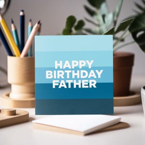 Carte d'anniversaire de père - Joyeux anniversaire de père, motif à rayures, simple, enveloppe kraft