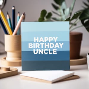 Tarjeta de cumpleaños para tío: feliz cumpleaños, tío, diseño de rayas, sencilla, sobre Kraft