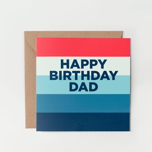 Carte d'anniversaire papa - Joyeux anniversaire papa, motif à rayures, simple, enveloppe kraft