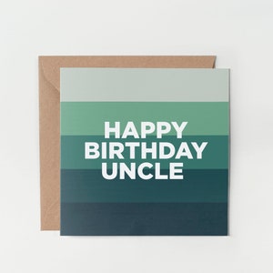 Tarjeta de cumpleaños para tío: feliz cumpleaños, tío, diseño de rayas, sencilla, sobre Kraft