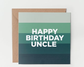 Uncle Birthday Card - Happy Birthday Uncle, Stripe Design, Simple, Kraft Envelope