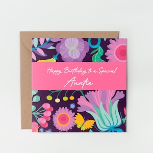 Joyeux anniversaire à une tante spéciale, carte d'anniversaire florale, carte d'anniversaire pour tante, carte d'anniversaire spéciale tante, carte pour tante
