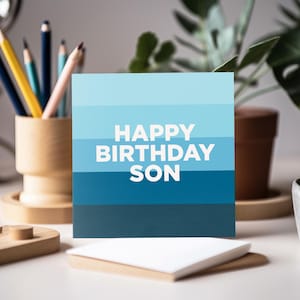 Carte d'anniversaire fils - joyeux anniversaire fils, motif à rayures, simple, enveloppe kraft