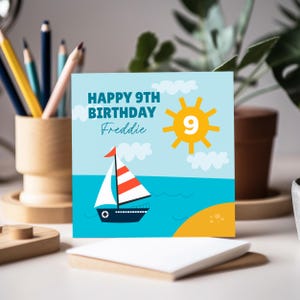 9th Birthday Card for Boy, Personalised Ninth Birthday Card, 9th birthday for Son, Sea Ninth Birthday Card Grandson, Nephew 9th Birthday.