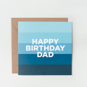 Tarjeta de cumpleaños para papá: Feliz cumpleaños, diseño de rayas, sencilla, sobre kraft.