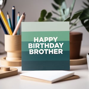 Carte d'anniversaire frère - joyeux anniversaire frère, motif à rayures, simple, enveloppe kraft