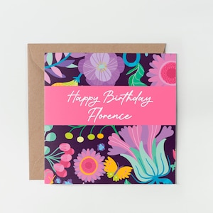 Joyeux anniversaire personnalisé, carte d'anniversaire florale, carte d'anniversaire pour amoureux des fleurs, carte d'anniversaire spéciale, carte pour ami