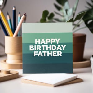 Carte d'anniversaire de père - Joyeux anniversaire de père, motif à rayures, simple, enveloppe kraft