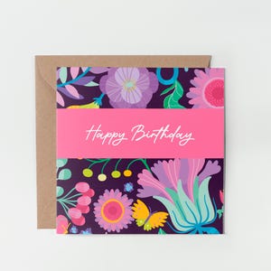 Buon compleanno, biglietto d'auguri floreale, biglietto d'auguri per amanti dei fiori, biglietto d'auguri speciale, biglietto per un amico