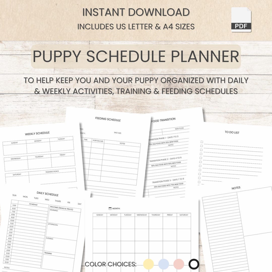 New Puppy Schedule Planner Bundle Stay Organized With Daily &amp; Weekly ...