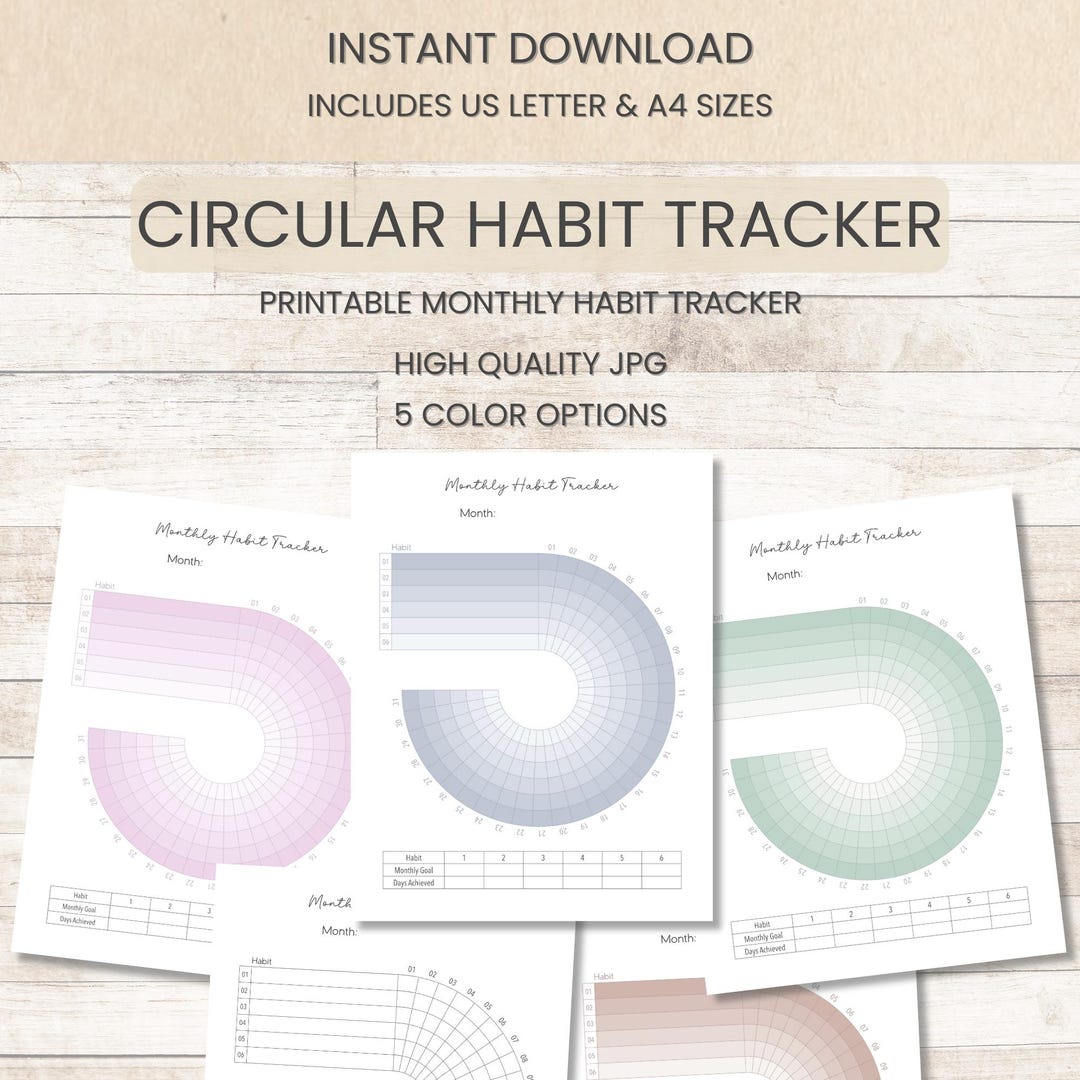 Printable Circular Habit Tracker Easy to Use Monthly Goal Tracker ...