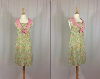 1960s Floral Shift Dress * Size Large