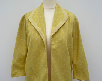 1960s Yellow Polka Dot Open Cardigan Jacket * Size Medium