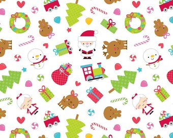 Riley Blake Santa Express Main by Doodlebug Designs (C4720 WHITE)
