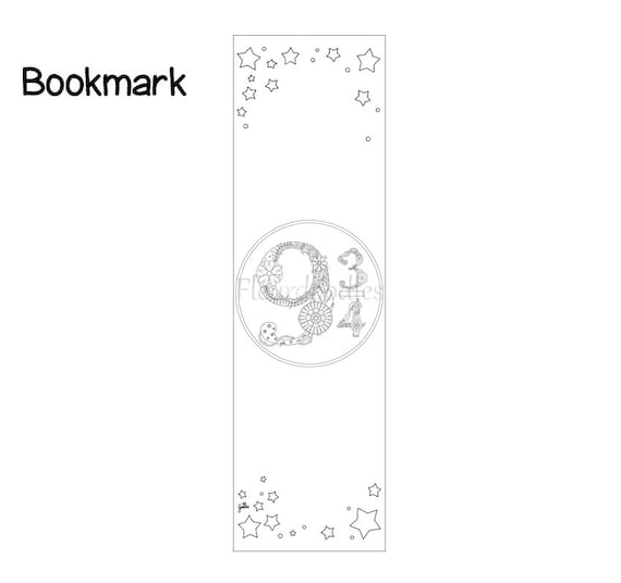 Items similar to bookmark 9 3/4 Harry Potter - adult coloring page