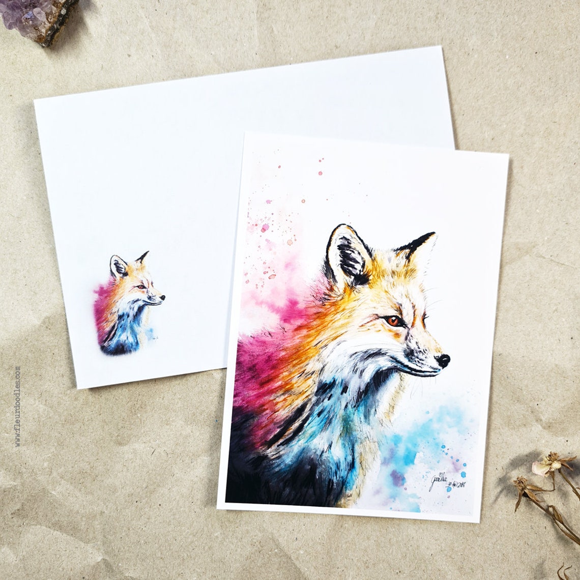 Fuchs Liebe RABATT KartenSet 5 handgefertigte Kunstdruck Etsy