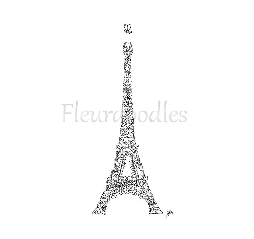 Eiffelturm Paris Ausmalbild zum Ausdrucken | Etsy