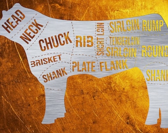Cow Beef Butcher bloque font svg dxf plasma láser