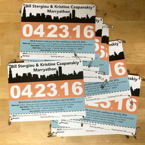 Runner Race Bib - Wedding Invitation Sample