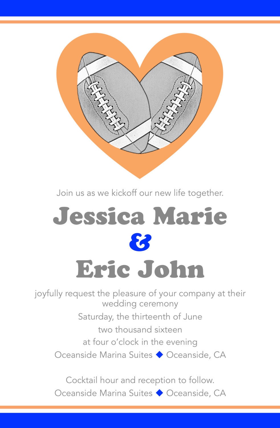 Football Wedding Invitation Etsy