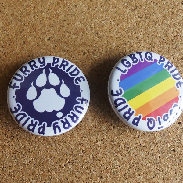 Furry LGBTQ Pride Button Badges 32mm