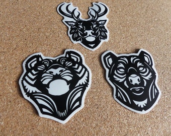 Black Tribal Style Animal Clear Vinyl Stickers 5x5cm