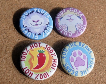 Furry Funny Phrases Button Badges 32mm