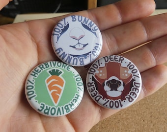 Furry Herbivore Species Button Badges 32mm