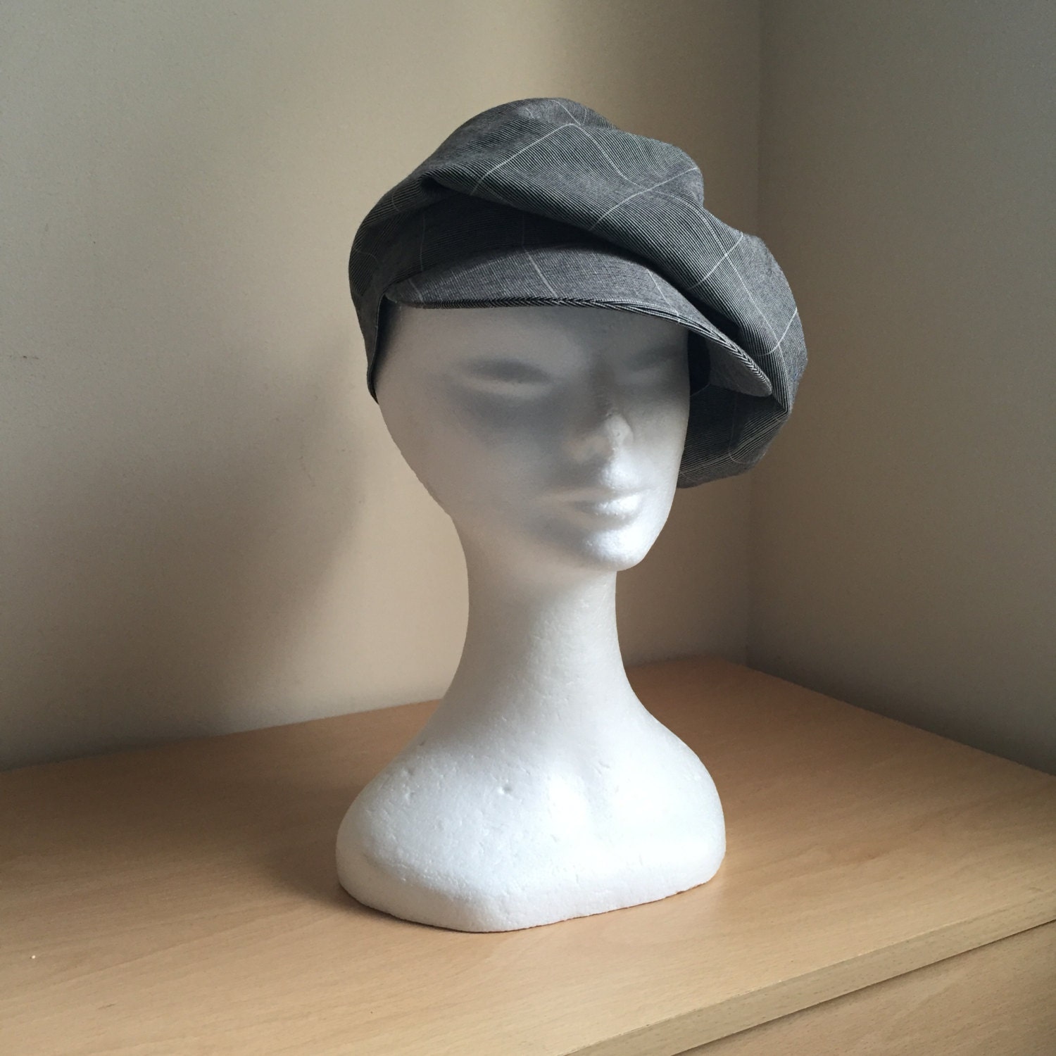 Women Beret, Newsboy Cap, Handmade Hat, Sewn Fabric Cap, Fabric Hat
