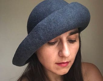 1920s Style Denim Mix Felt Cloche, Winter Cloche Hat, Retro Cloche, Vintage Inspired Hat, Art Deco Hat, Flapper Hat, The Danish Girl Style
