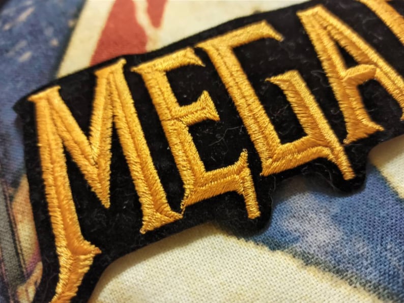 for your denim battle yacket Heavy metal style 80s made in usa Megadeth big iron on Embroidered on velvet patch vintage early 90s