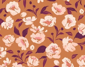 1/2 METRE -  FANCY by Dylan Mierzwinski - Flora Ochre - Windham Fabrics 52668-7 - Quilting Cotton Fabric