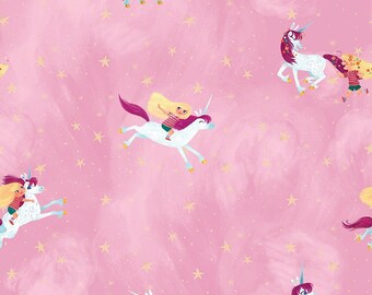 1/2 METRE - Uni the Unicorn Main C9980 Pink - Riley Blake - Fantasy Juvenile Amy Krouse Rosenthal - Quilting Cotton Fabric