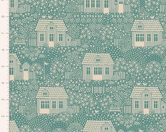 1/2 METRE - Tilda Hometown My Neighbourhood Tonal Teal 110061 - Quilting Cotton Fabric