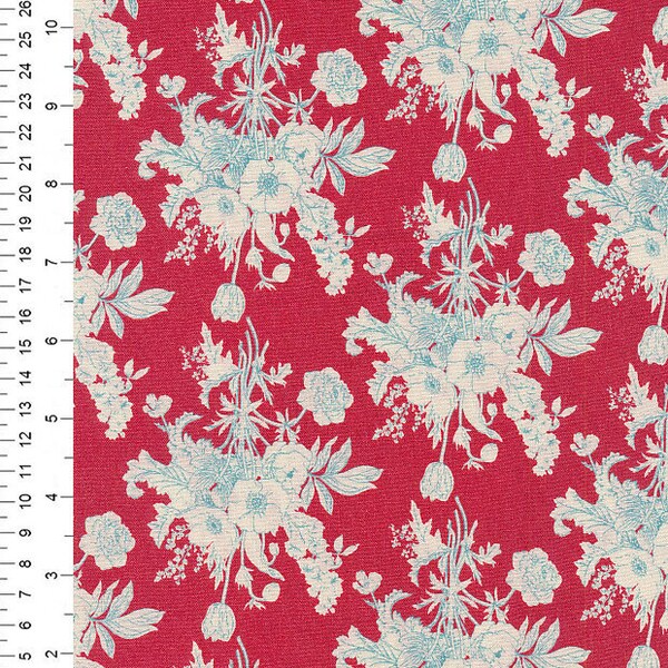 1/2 METRE - Tilda Cottage Collection Botanical Red - quilting fabric, cotton fabric