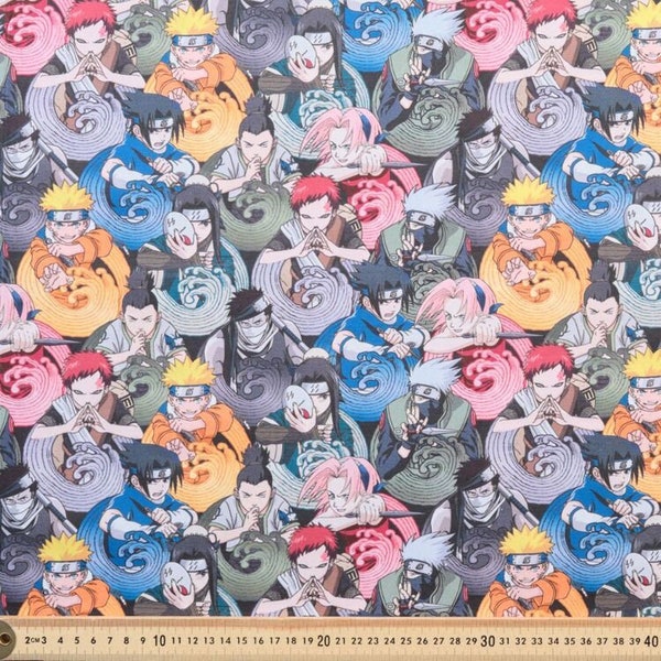 1/2 METRE - Licensed Naruto Characters Cotton Fabric -  100% Cotton Fabric