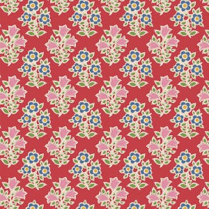 1/2 METRE - Tilda – JUBILEE - Farm Flowers - Red. 110096