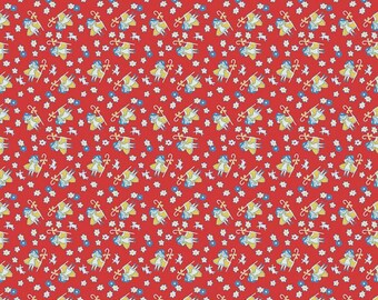 1/2 METRE - Riley Blake - Penny Rose - Storytime 30s Bo Peep Red #C13863-RED  - Quilting Cotton Fabric