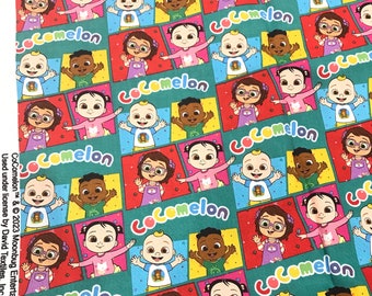 1/2 mètre - Tissu en coton Cocomelon sous licence - Tissu 100 % coton
