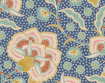 Tilda Hometown Eden Floral Blue 100470 - Quilting Cotton Fabric