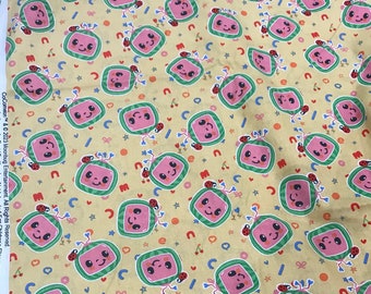 1/2 mètre - Tissu en coton Cocomelon sous licence - Tissu 100 % coton