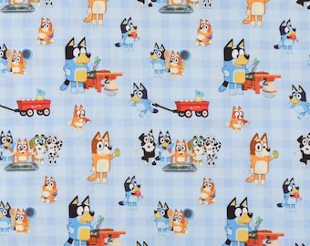 1/2 METRE - Licensed Bluey Picnic In The Park Cotton Fabric -  100% Cotton Fabric