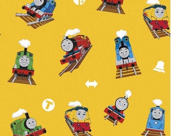 1/2 METRE - All Aboard with Thomas and Friends Main Yellow C11000-YELL Cotton Quilting Fabric