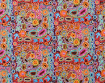 1/2 METER - Warlukurlangu Emu Dreaming Aboriginal Indigenous Fabric - Quilting Baumwollstoff