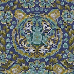Fat Quarter - Crouching Tiger in Sapphire - Tula Pink Eden Fabric for Free Spirit Fabrics - OOP
