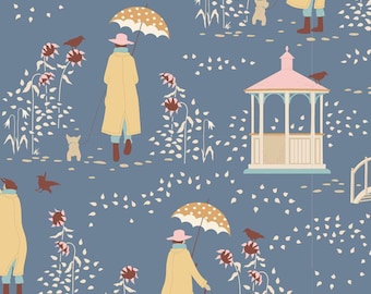 1/2 METRE - Tilda Windy Days Walk Main Blue 100345 - Quilting Cotton Fabric