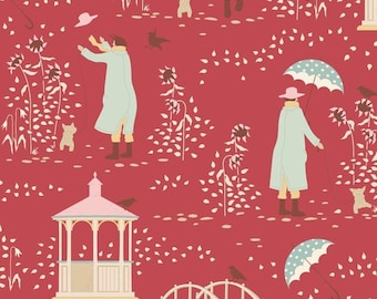 Tilda Windy Days Windy Walk Dusty Red 100353 - Quilting Cotton Fabric