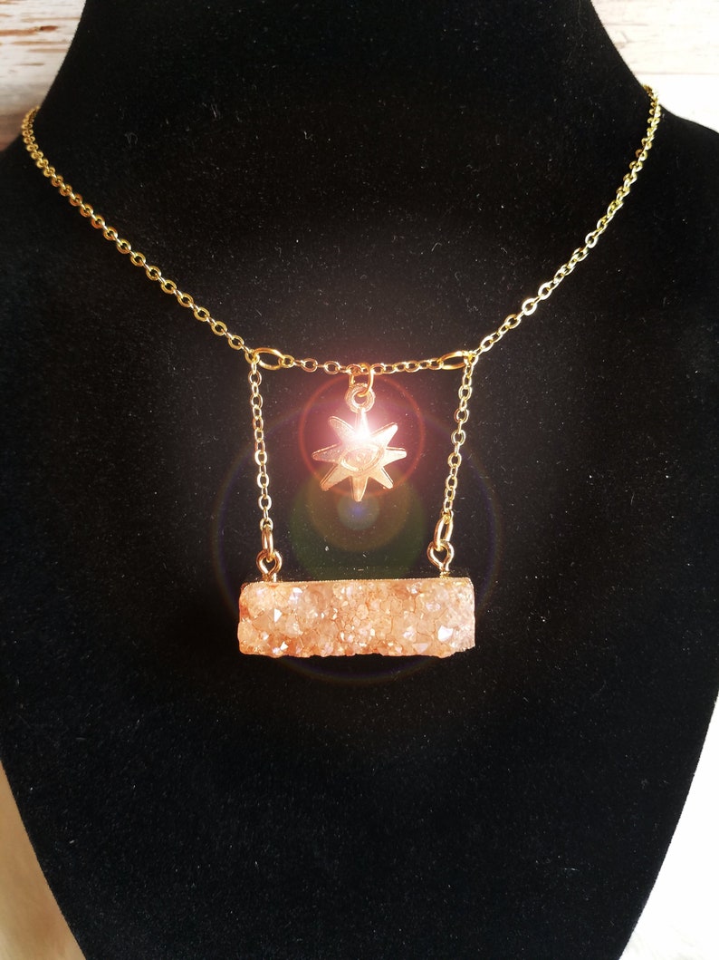 Natural Multi Color Druzy Chips Quartz Gemstone Healing Pendant Ring Necklace