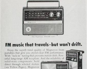 Vintage 1968 Magnavox Highland Radio Ad